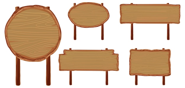 Free vector set of different wooden sign boards