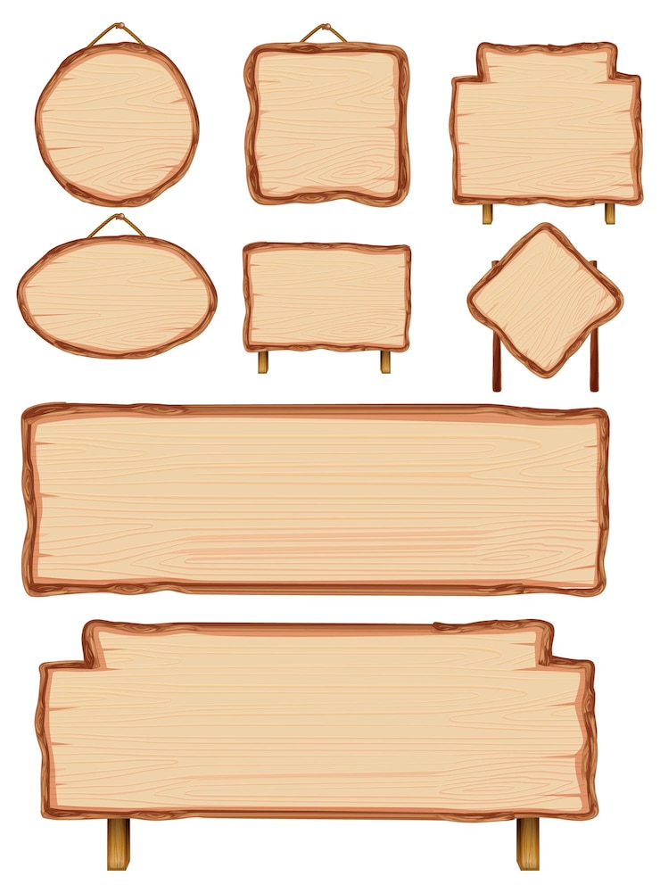 Free Vector set of different wooden sign boards