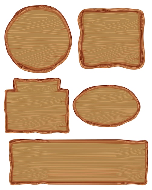 Free vector set of different wooden sign boards