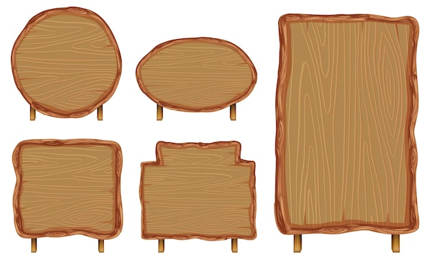 Free vector set of different wooden sign boards