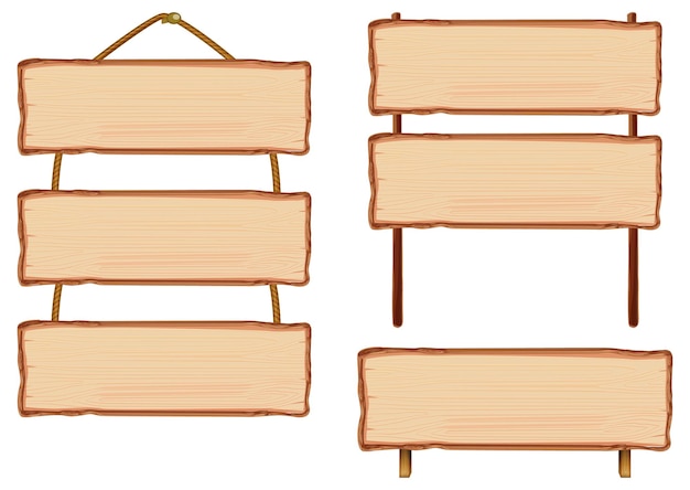 Free vector set of different wooden sign boards