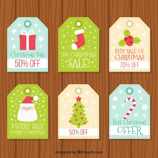 Set of discount labels with nice christmas designs