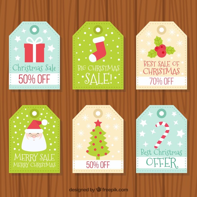 Set of discount labels with nice christmas designs