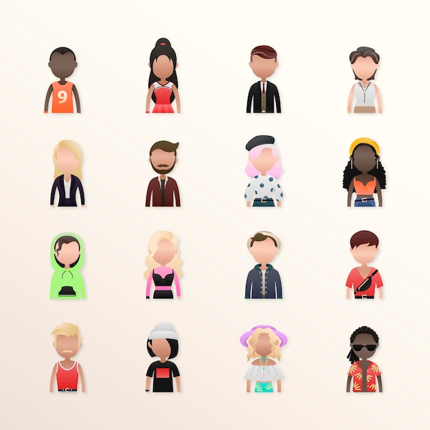 Vettore gratuito set di avatar di persone diverse
