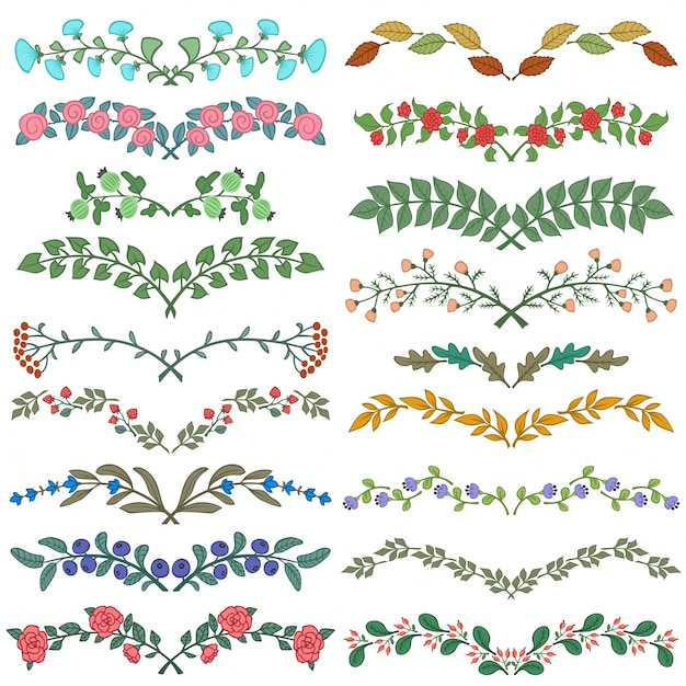 自然のデザインのディバイダーのセットベクトル図