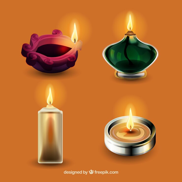 मुफ़्त वेक्टर set of diwali candles