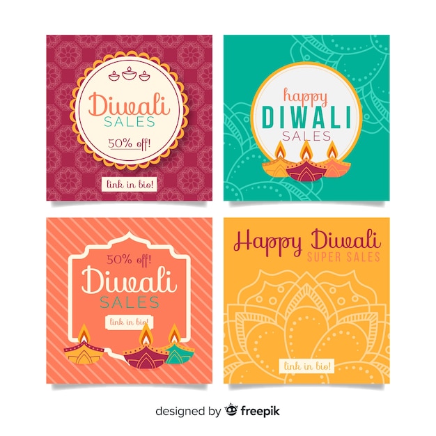 Set of diwali instagram posts