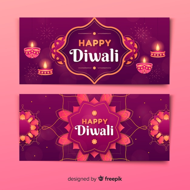 Set of diwali web banners