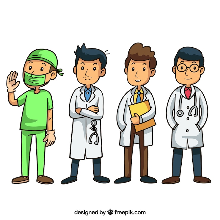 Free Vector set of doctor characters