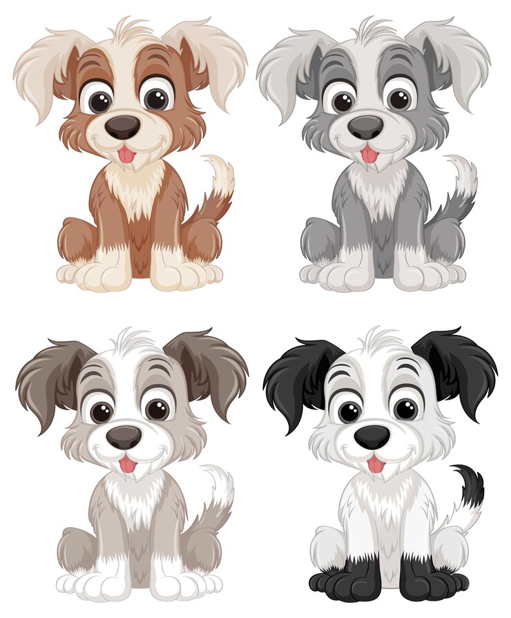 Free Vector set of dog cartoon isolated