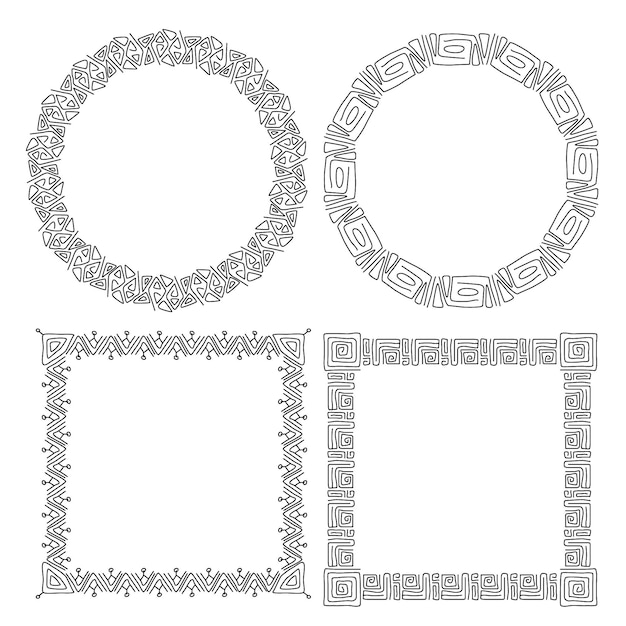 Set of drawn elegant ornamental frames