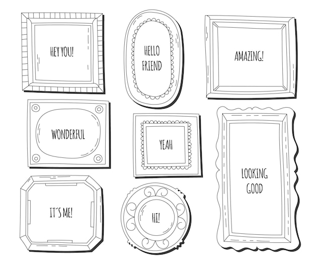 Set of drawn ornamental frames