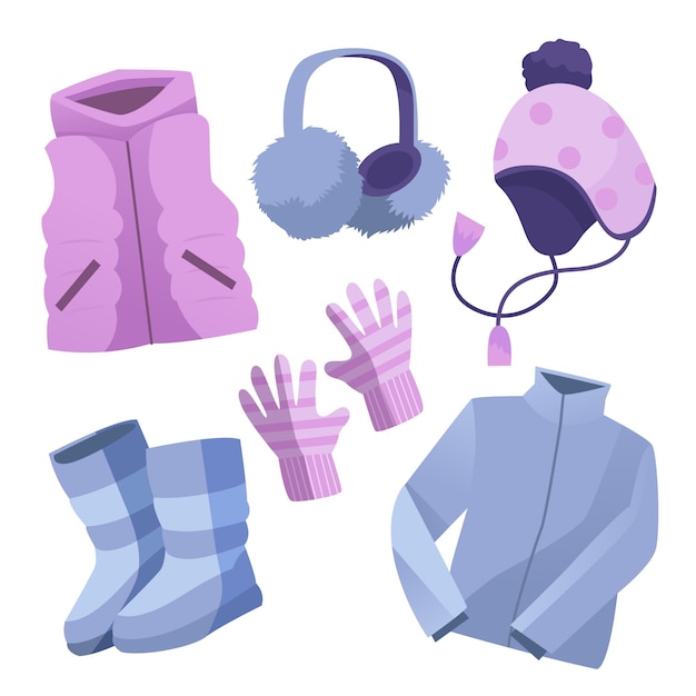 Free vector set of drawn winter clothes