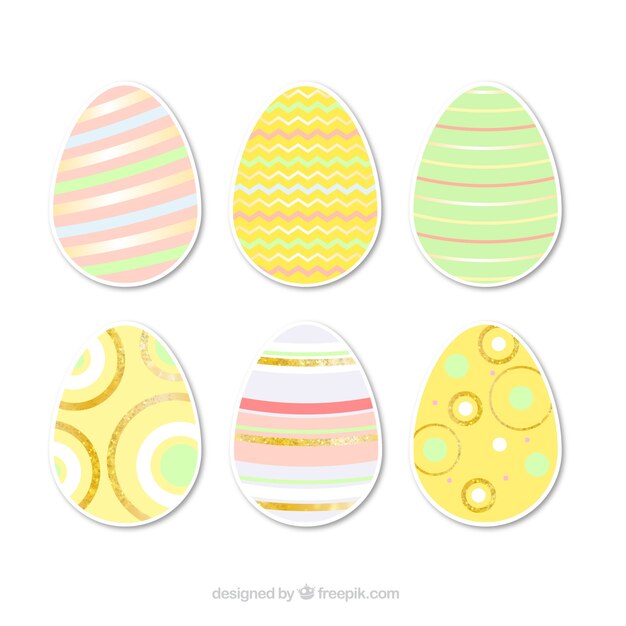 Set of easter eggs stickers in pastel color