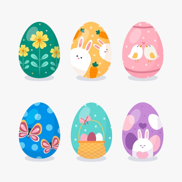 Set of easter eggs with different texture