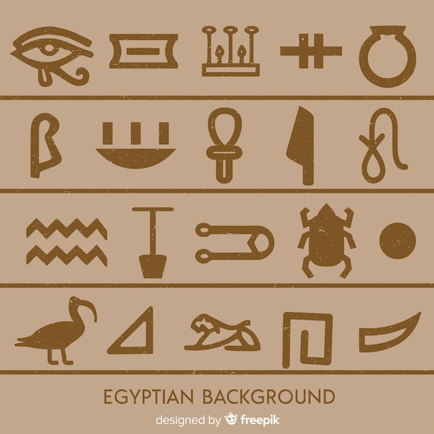 Set of egyptian symbols in flat design