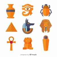 Free vector set of egyptian symbols in flat design