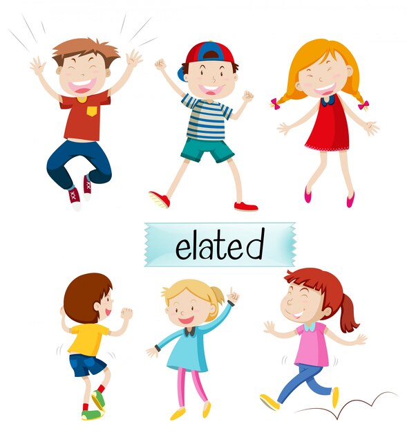 Free vector set of elated kids