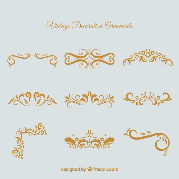 Serie di eleganti ornamenti calligrafici