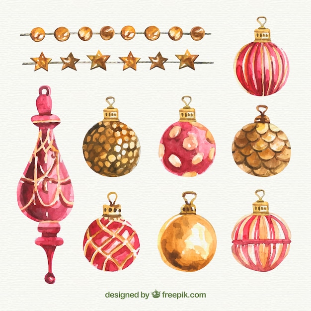 Set of elegant christmas balls