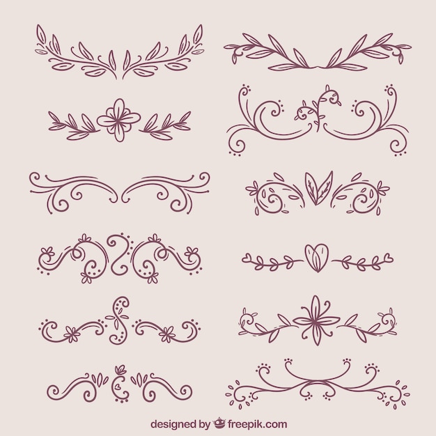 Set of elegant decorative hand drawn borders 