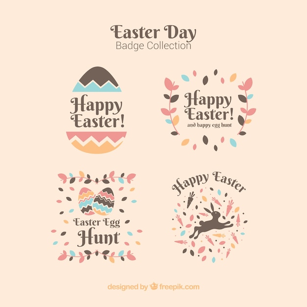 Free vector set of elegant easter badges