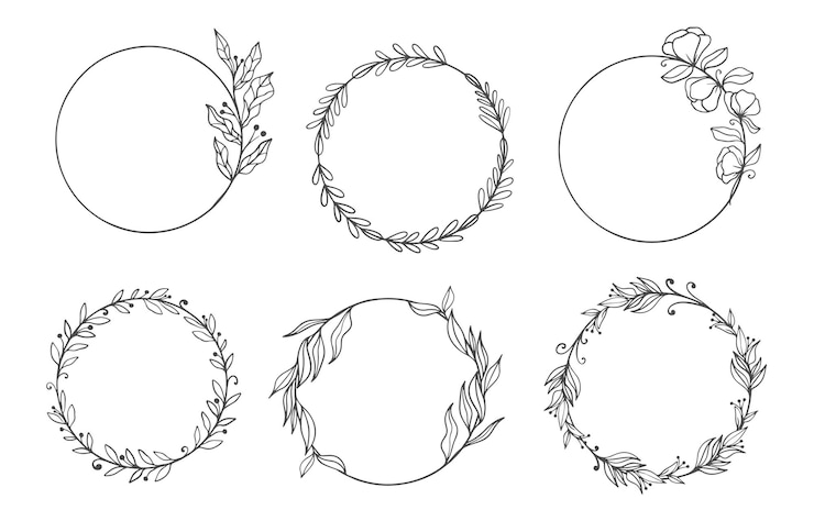 Free Vector set of elegant frames with leaves