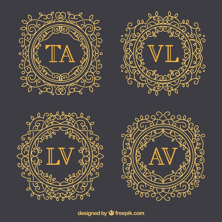 Free Vector set of elegant gold monograms