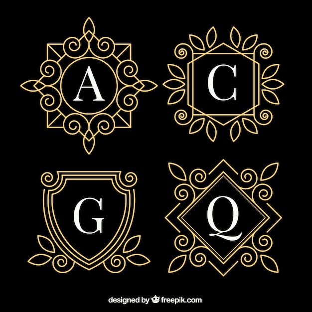 Set of elegant golden monograms