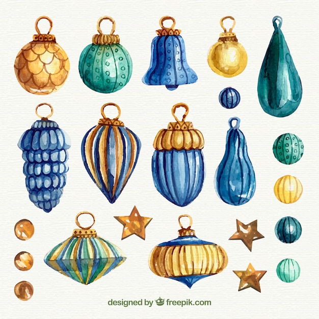 Free vector set of elegant hand drawn christmas balls