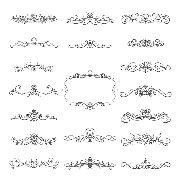 Free vector set of elegant hand drawn dividers