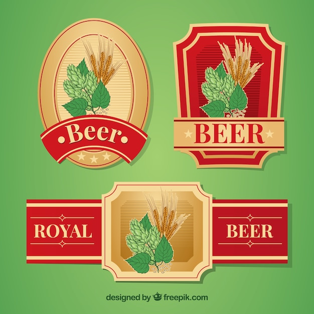 Free vector set of elegant retro beer stickers