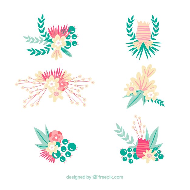 Free vector set of elegant spring flowers