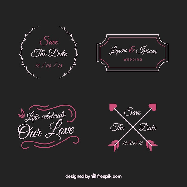 Set of elegant wedding labels