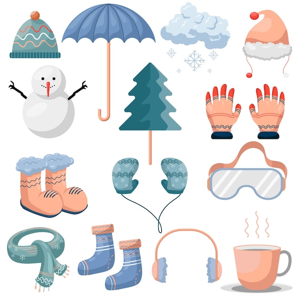 Free vector set of element winter collection