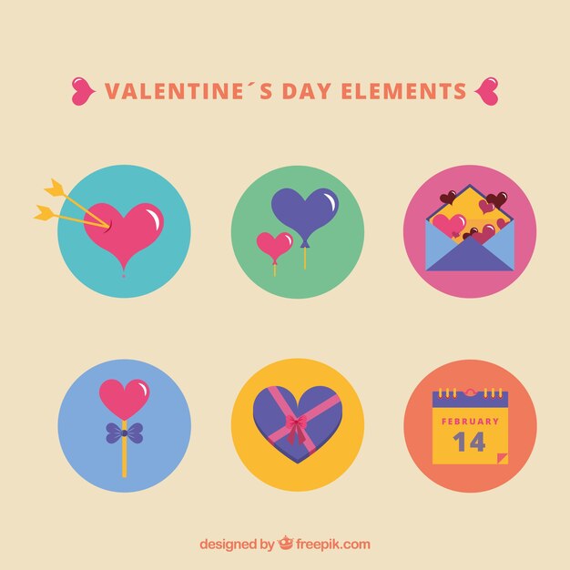 Set of elements with hearts for valentine's day