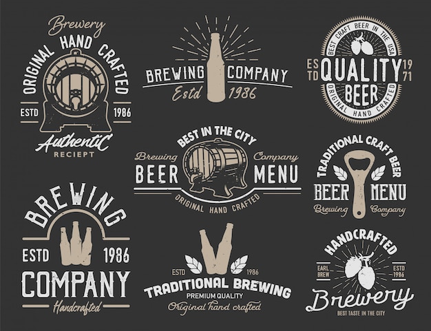 Free vector set emblems with beer objects