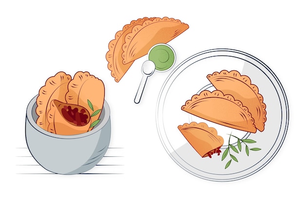 Free vector set of empanadas