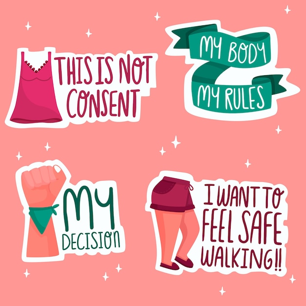 Free vector set of empowering feminist stickers