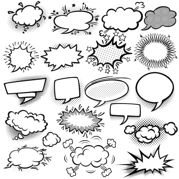 Free vector set of empty comic bubbles