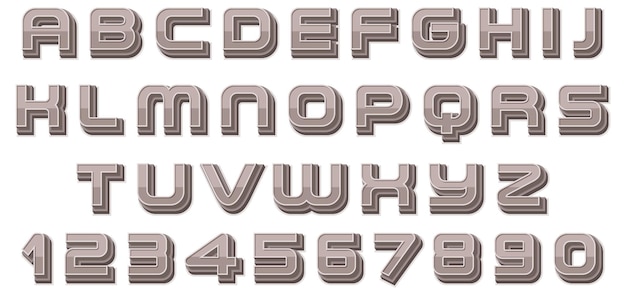 A set of english alphabet space font on white background