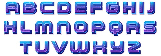 A set of English alphabet space font on white background