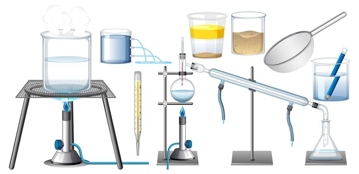 Free Vector set of equipment needed for science experiment