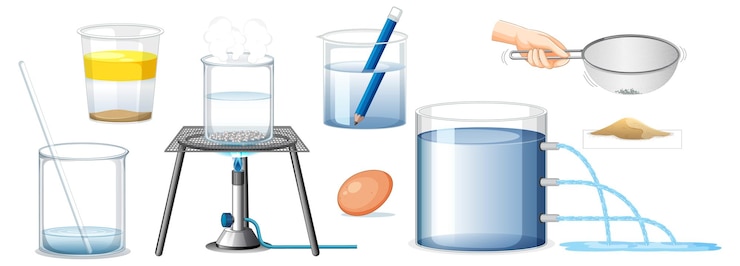 Free Vector set of equipment needed for science experiment