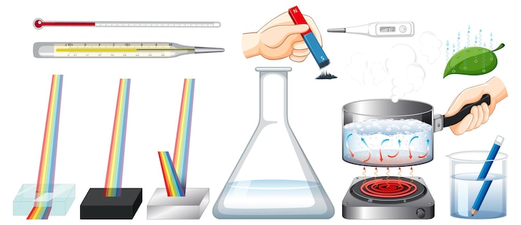 Free Vector set of equipment needed for science experiment