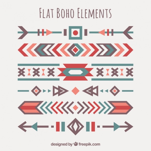 Free vector set of ethnic borders in flat design