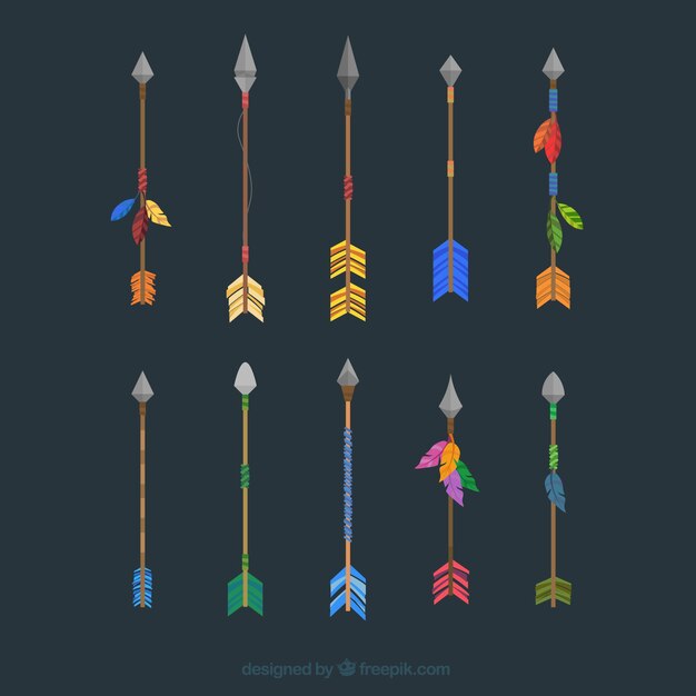 Set of ethnic colored arrows