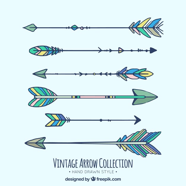 Set of ethnic hand drawn arrows