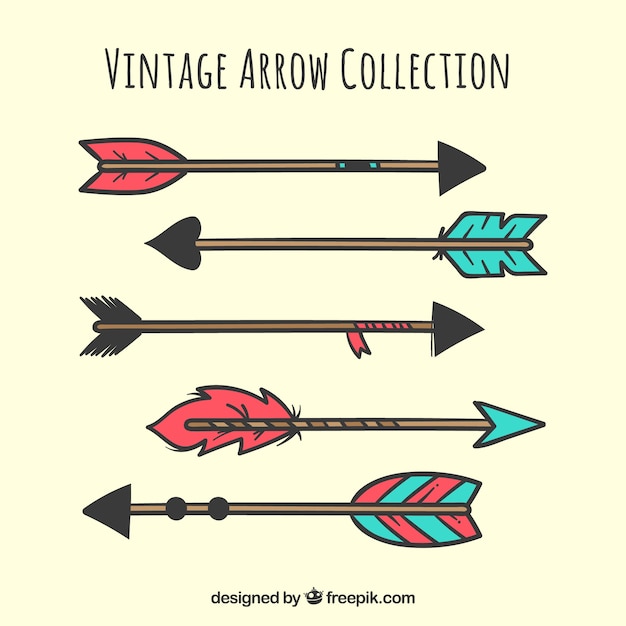 Set of ethnic hand drawn arrows