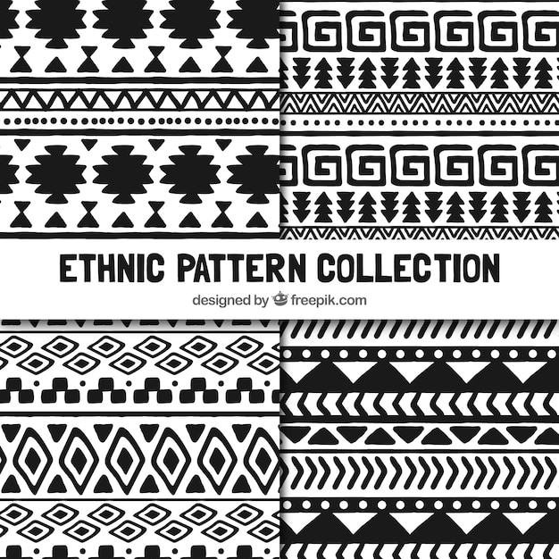 Set ethnic patterns in black and white